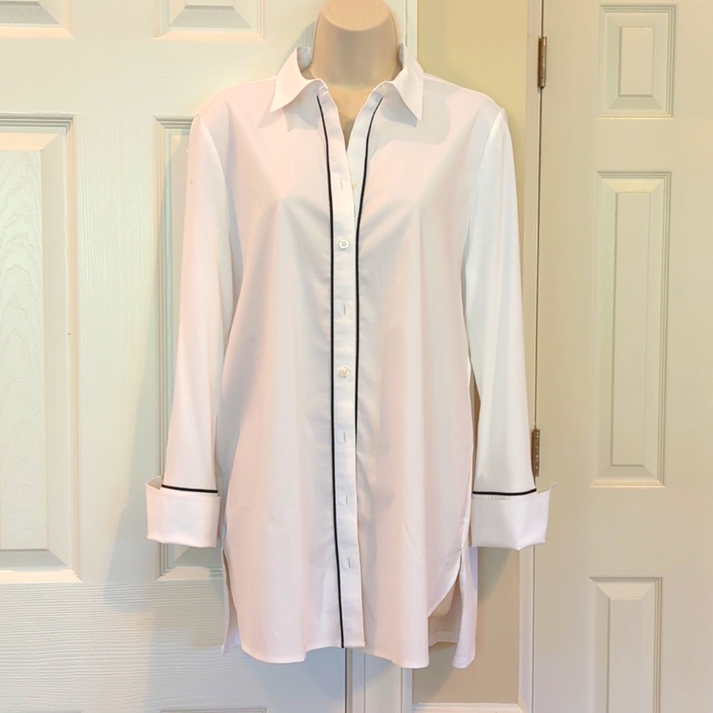 White Tunic Button -Down Shirt